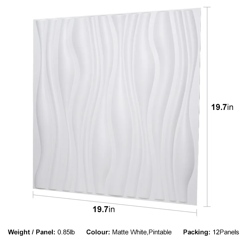 RADIANT WAVE WHITE-3D Texture - Pack of 12 Stylish PVC Panels, Covering ...
